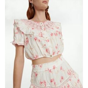 LoveShackFancy Pink Floral Crop Top